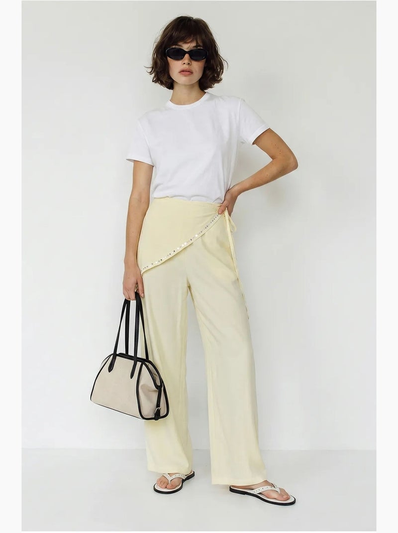 Pantaloni pull-on a gamba ampia lucci Crema - Kiabi