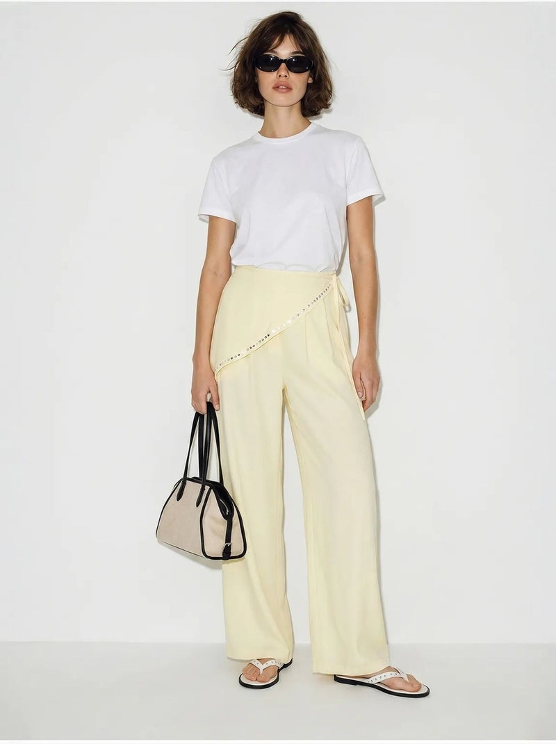 Pantaloni pull-on a gamba ampia lucci Crema - Kiabi