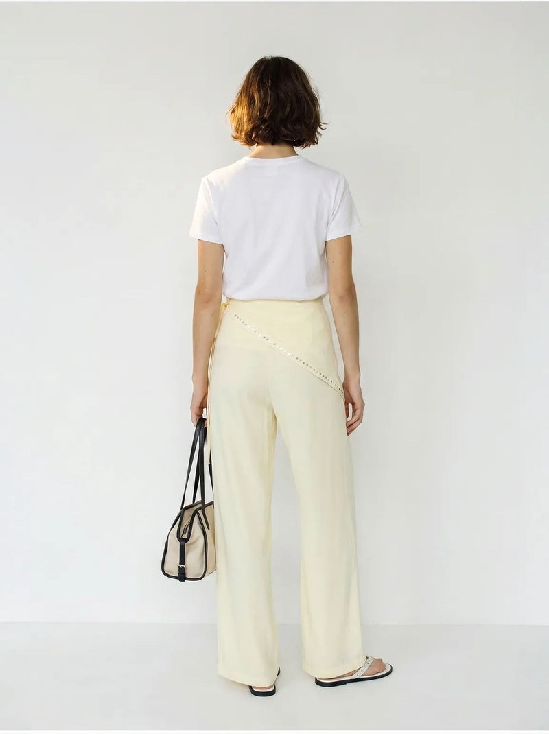 Pantaloni pull-on a gamba ampia lucci Crema - Kiabi