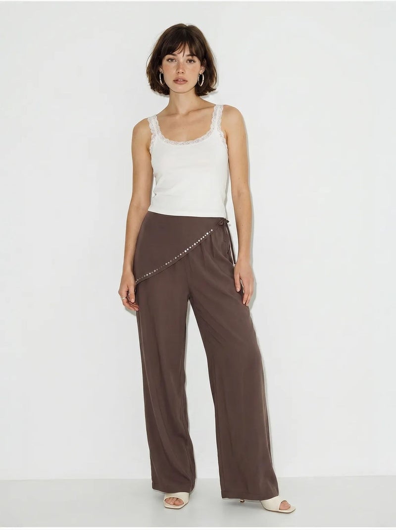 Pantaloni pull-on a gamba ampia lucci Marrone cioccolato - Kiabi