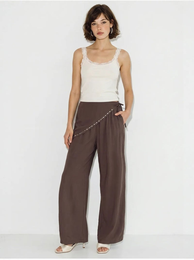 Pantaloni pull-on a gamba ampia lucci Marrone cioccolato - Kiabi