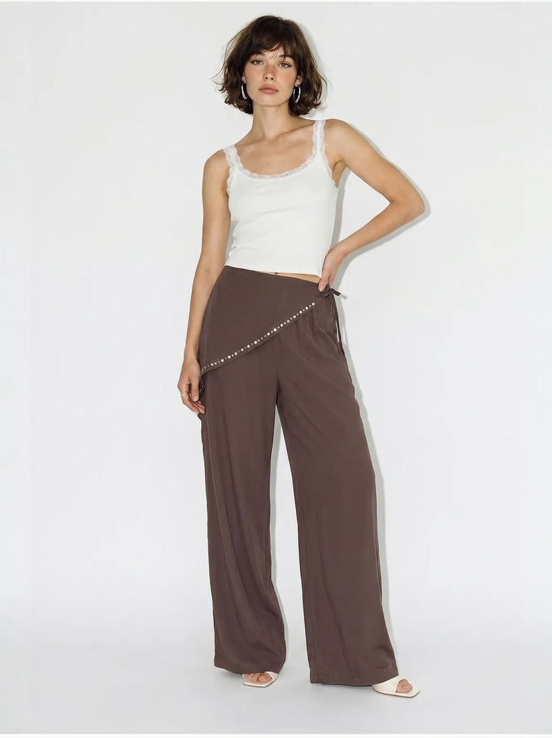 Pantaloni pull-on a gamba ampia lucci Marrone cioccolato - Kiabi