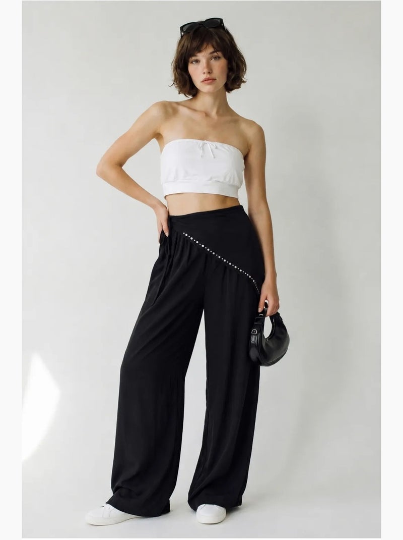 Pantaloni pull-on a gamba ampia lucci Nero - Kiabi