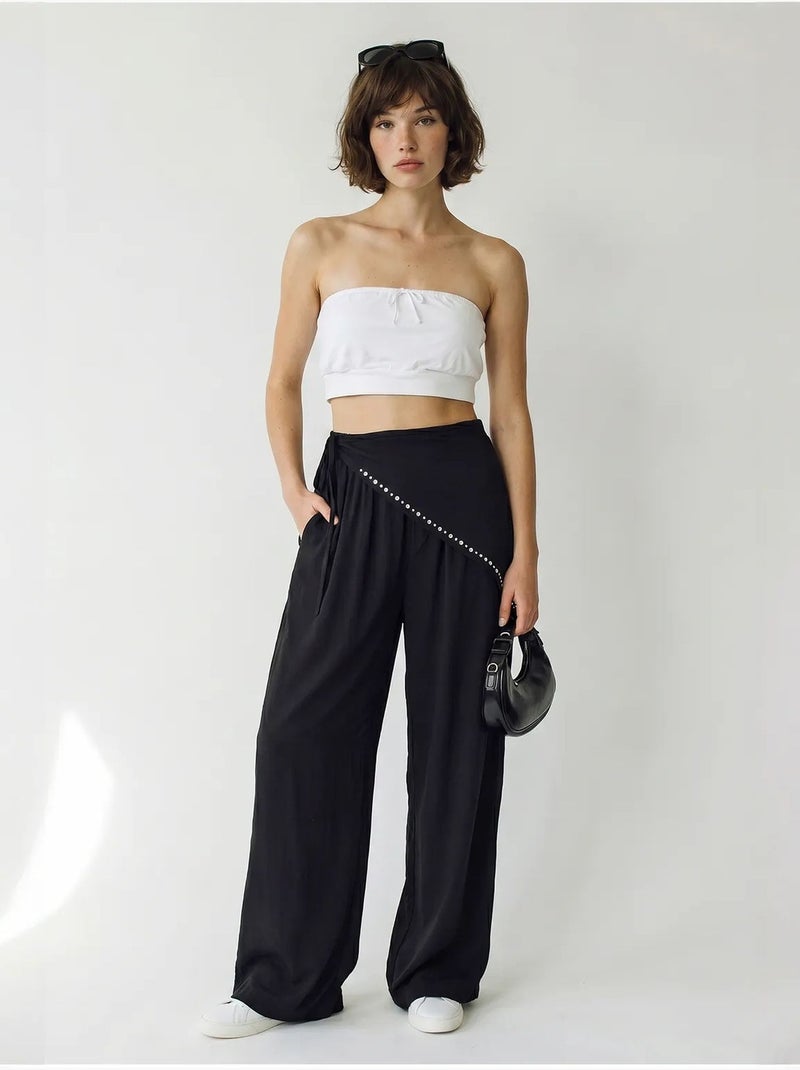 Pantaloni pull-on a gamba ampia lucci Nero - Kiabi