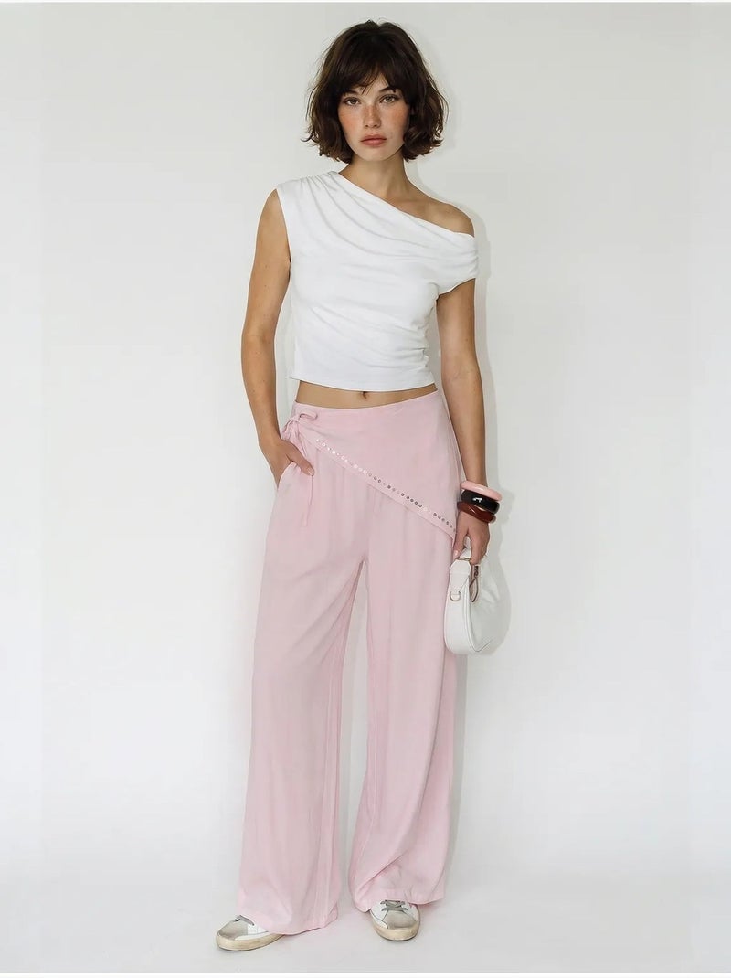 Pantaloni pull-on a gamba ampia lucci Rosa - Kiabi