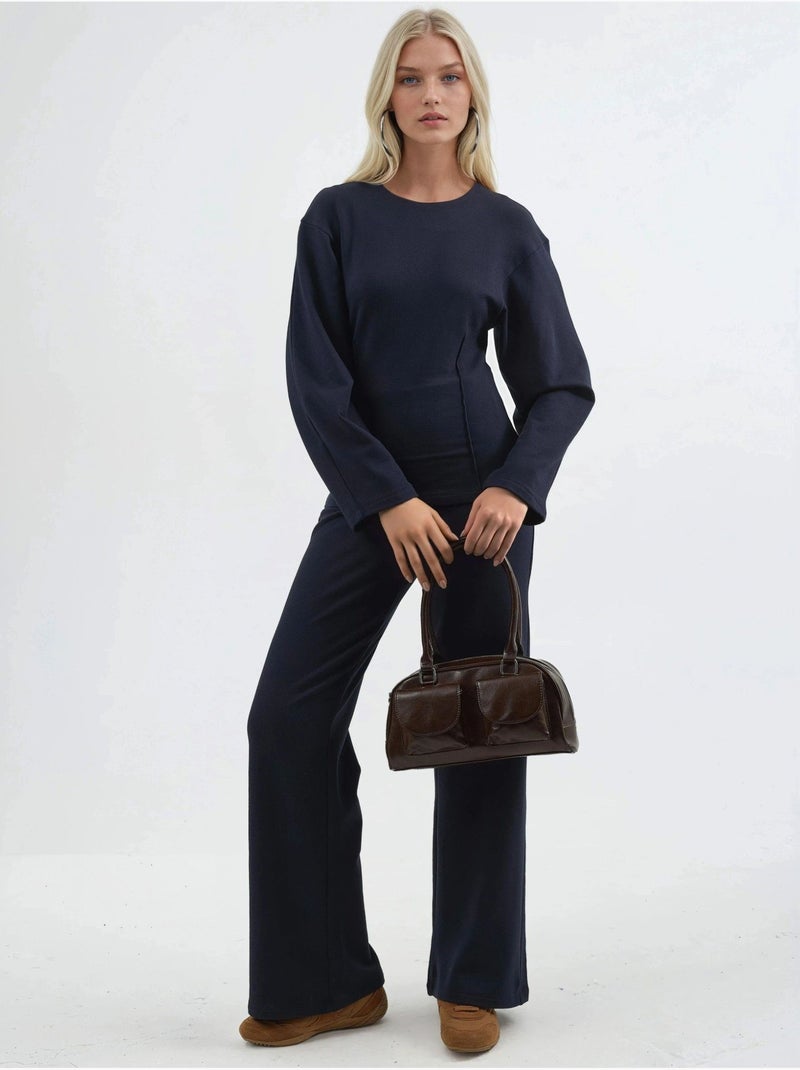 Pantaloni pull-on a vita alta a gamba dritta busem Blu marino - Kiabi