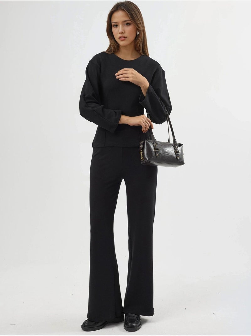Pantaloni pull-on a vita alta a gamba dritta busem Nero - Kiabi