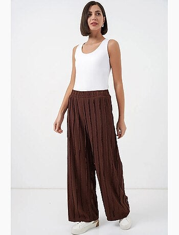 Pantaloni pull-on testurizzati a gamba larga bdart