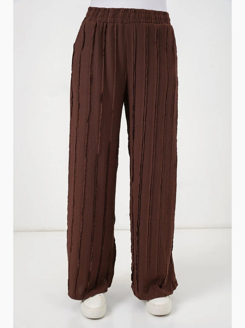Pantaloni pull-on testurizzati a gamba larga bdart Marrone cioccolato - Kiabi