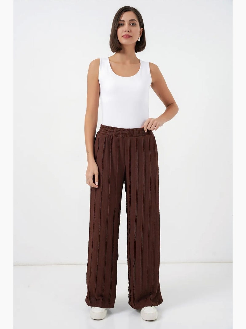 Pantaloni pull-on testurizzati a gamba larga bdart Marrone cioccolato - Kiabi