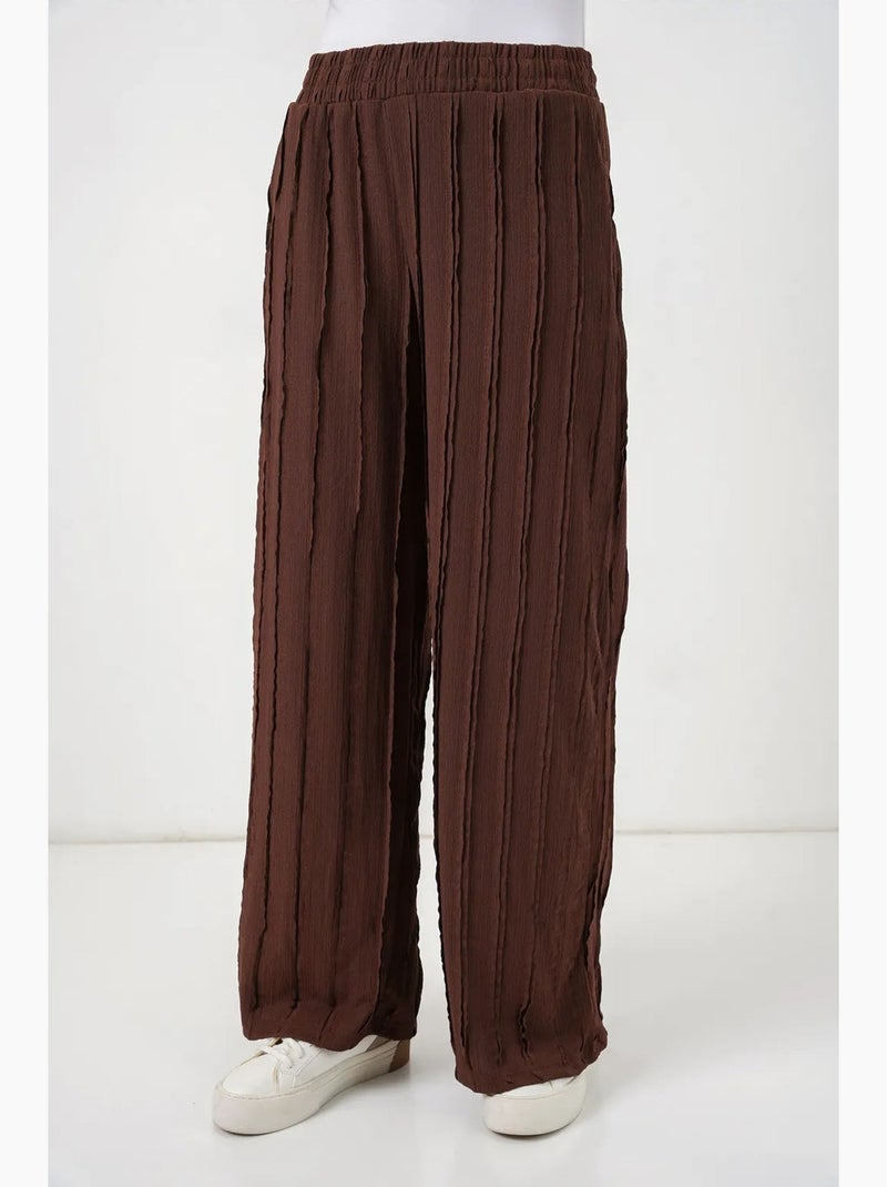Pantaloni pull-on testurizzati a gamba larga bdart Marrone cioccolato - Kiabi