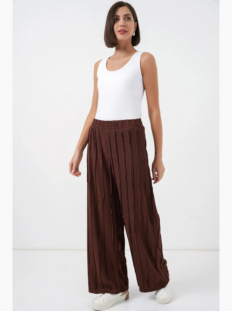 Pantaloni pull-on testurizzati a gamba larga bdart Marrone cioccolato - Kiabi