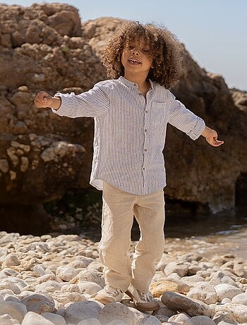Pantaloni regular fit in lino