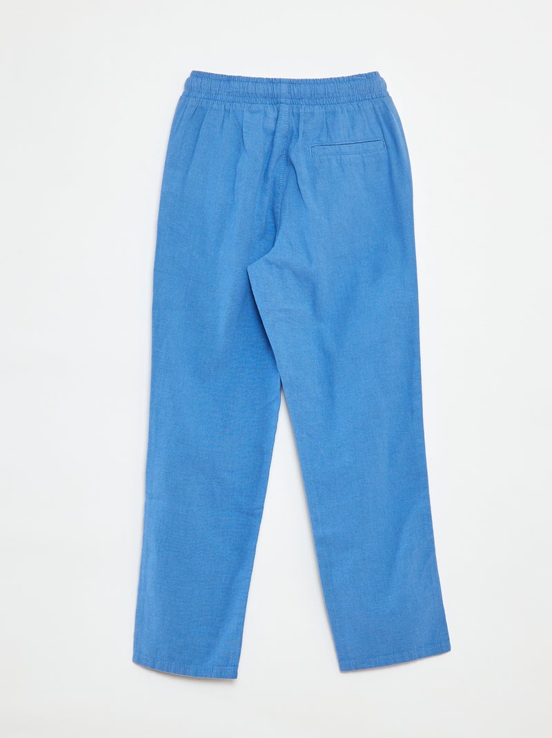 Pantaloni regular fit in lino blu - Kiabi