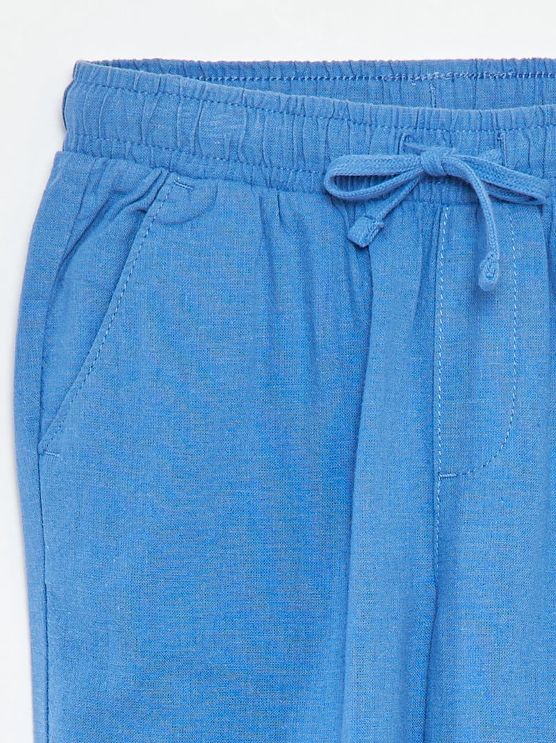 Pantaloni regular fit in lino blu - Kiabi