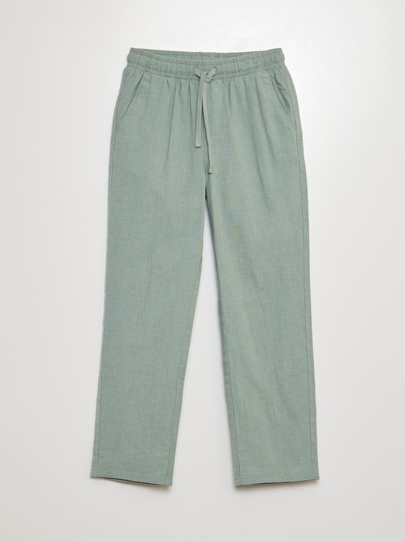 Pantaloni regular fit in lino VERDE - Kiabi