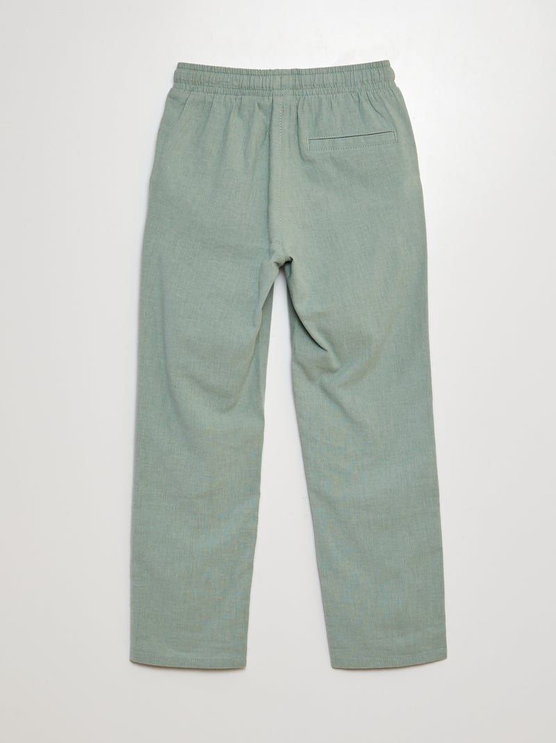 Pantaloni regular fit in lino VERDE - Kiabi