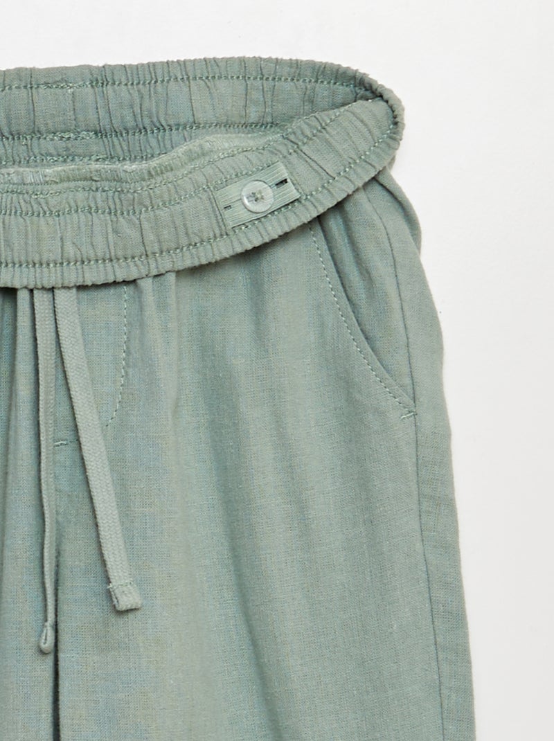 Pantaloni regular fit in lino VERDE - Kiabi