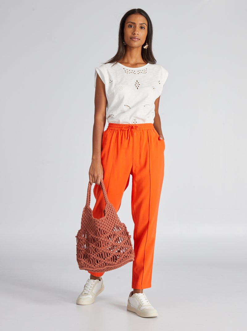 Pantaloni regular fit in twill tipo joggers ARANCIONE - Kiabi
