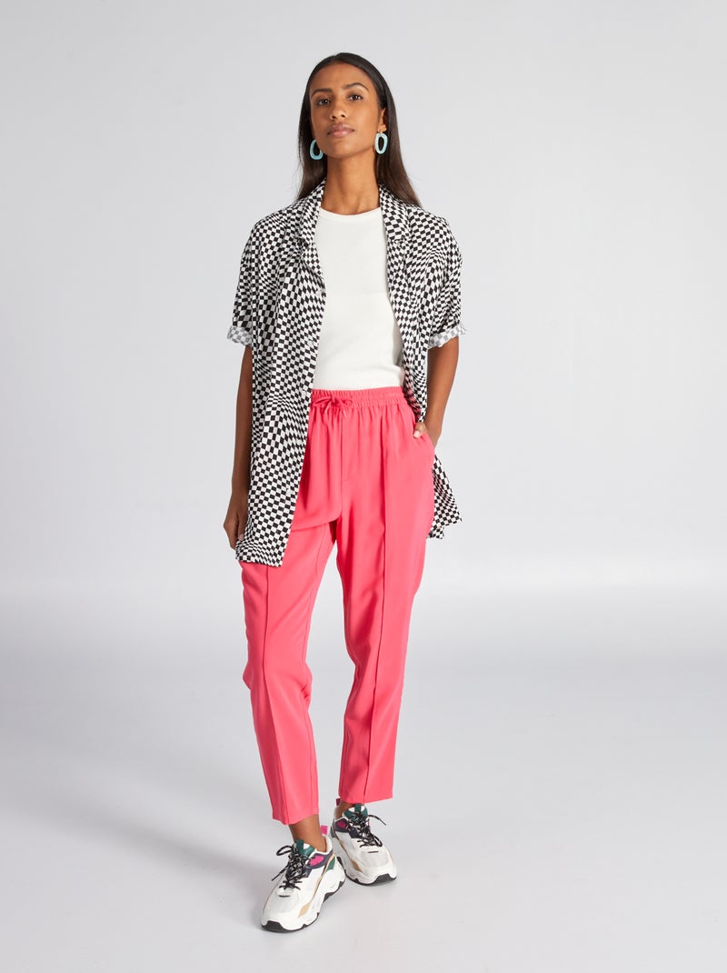 Pantaloni regular fit in twill tipo joggers Rosa - Kiabi