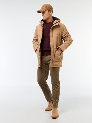 Pantaloni regular fit in velluto tinta unita