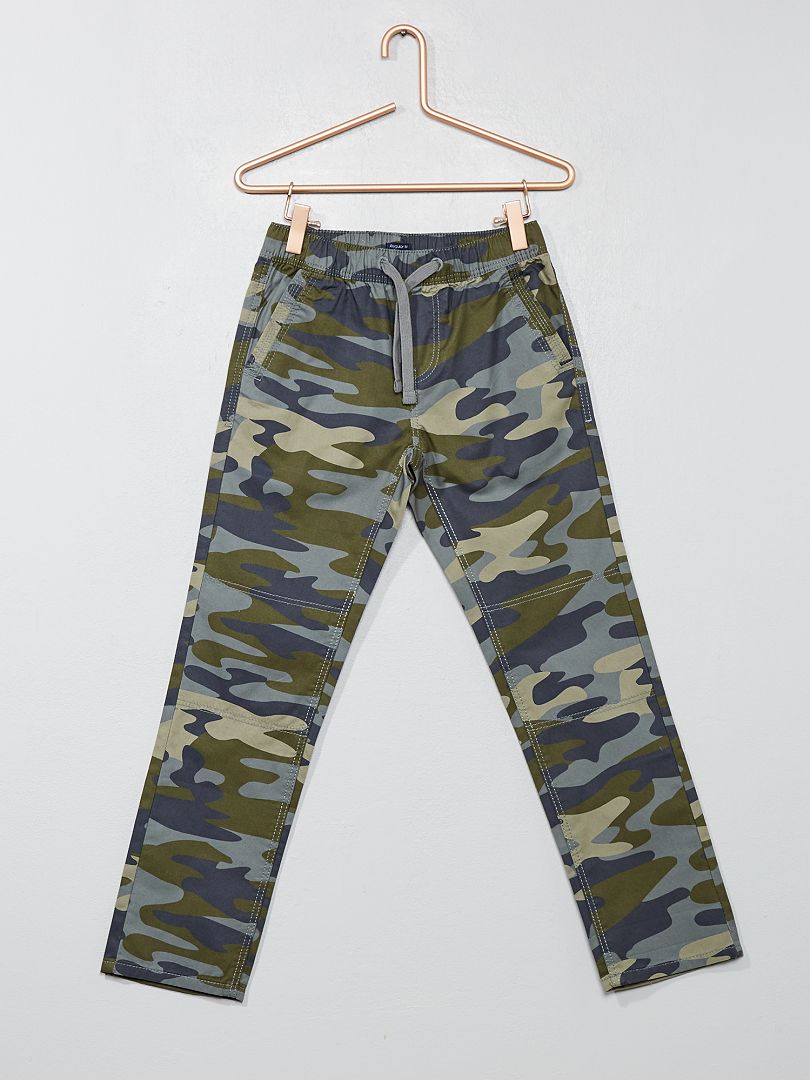Pantaloni regular stampa mimetica militare kaki - Kiabi