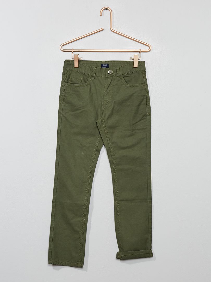 Pantaloni regular tinta unita verde scuro - Kiabi