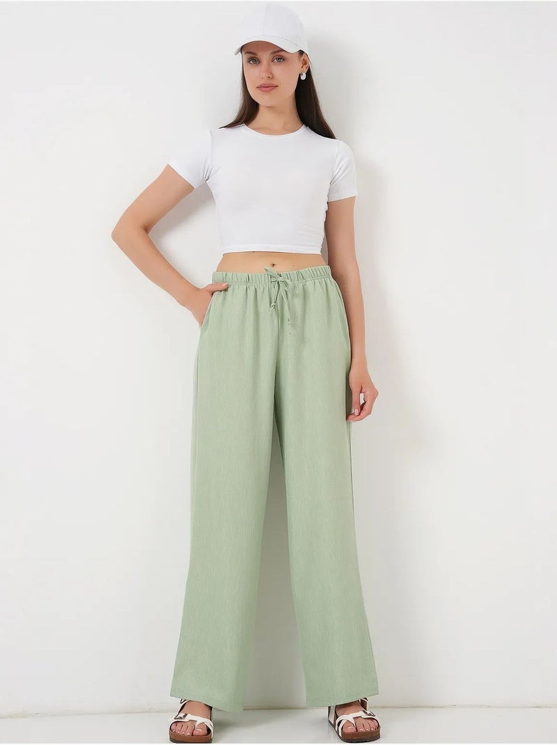 Pantaloni relaxed a gamba ampia con coulisse bdart Verde menta - Kiabi