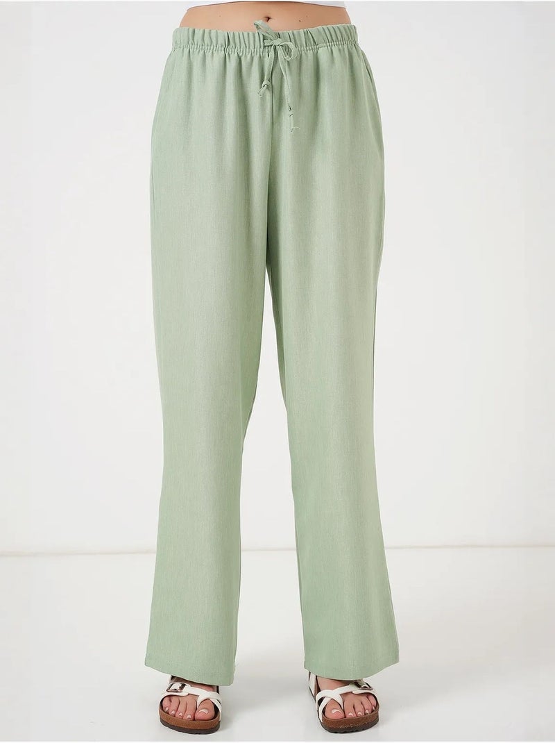 Pantaloni relaxed a gamba ampia con coulisse bdart Verde menta - Kiabi