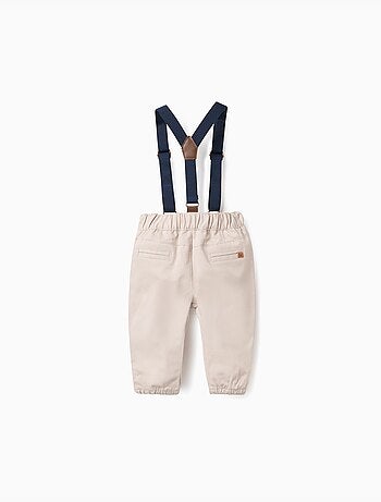 Pantaloni saffiano con bretelle rimovibili