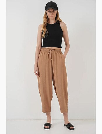 Pantaloni salwar testurizzati con vita con coulisse bdart