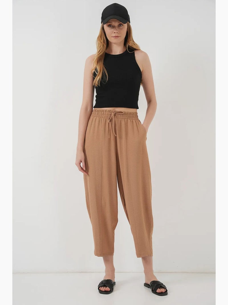Pantaloni salwar testurizzati con vita con coulisse bdart Cammello - Kiabi