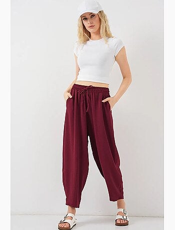 Pantaloni salwar testurizzati con vita con coulisse bdart