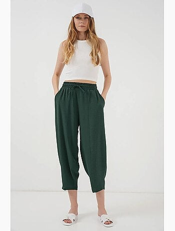 Pantaloni salwar testurizzati con vita con coulisse bdart