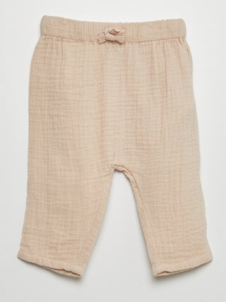 Pantaloni sarouel in garza di cotone