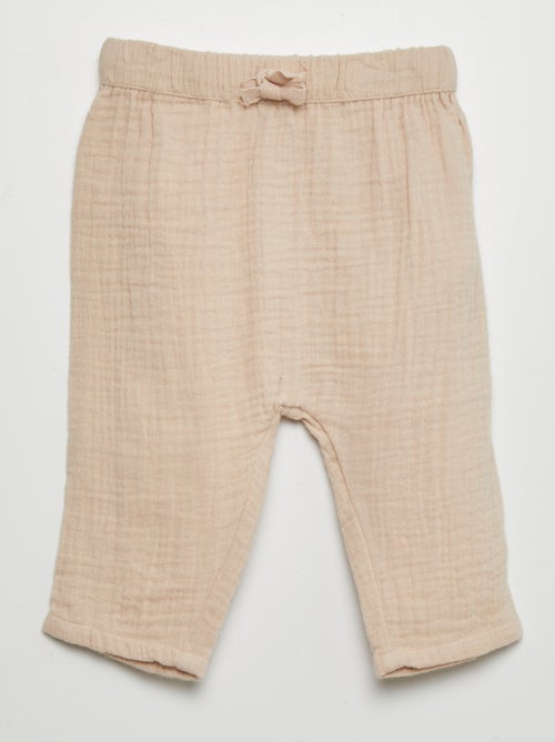 Pantaloni sarouel in garza di cotone - Kiabi