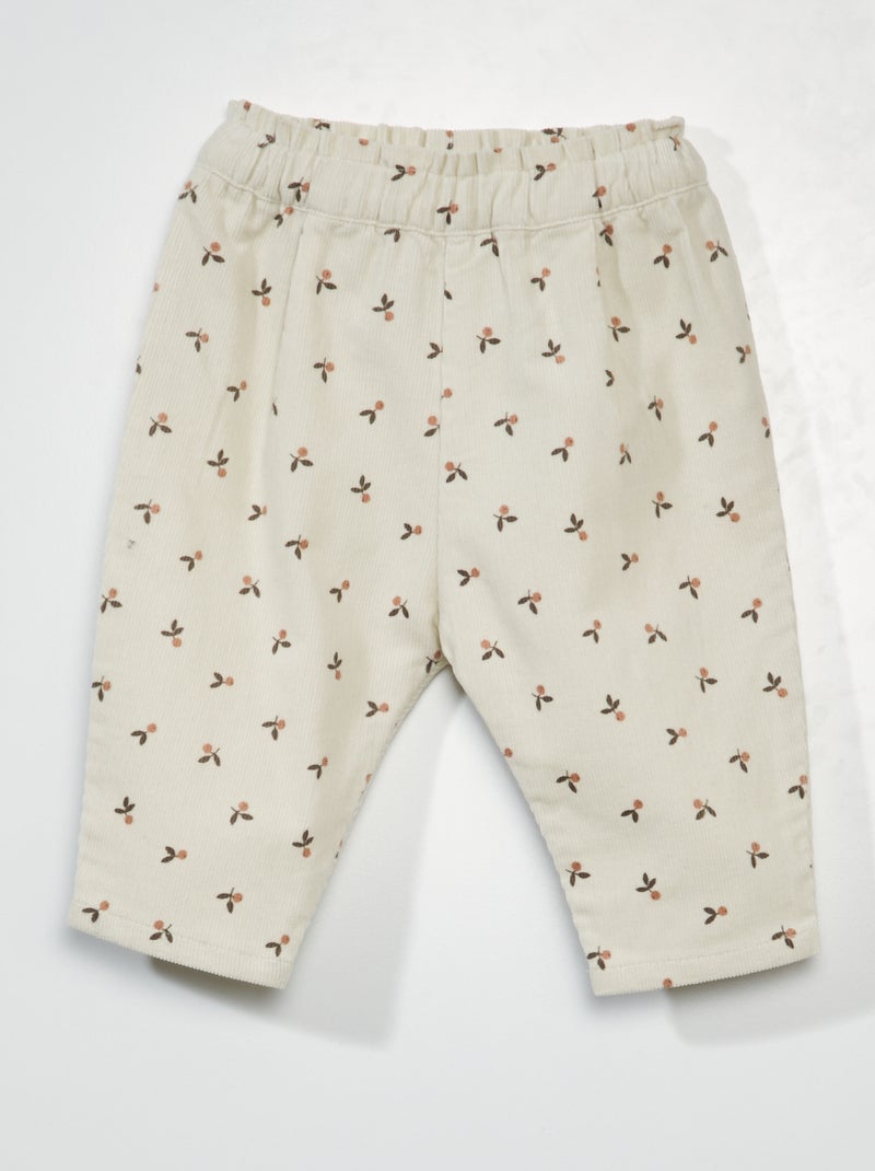 Pantaloni sarouel in velluto BIANCO - Kiabi