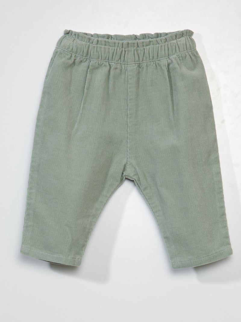 Pantaloni sarouel in velluto verde cenere - Kiabi