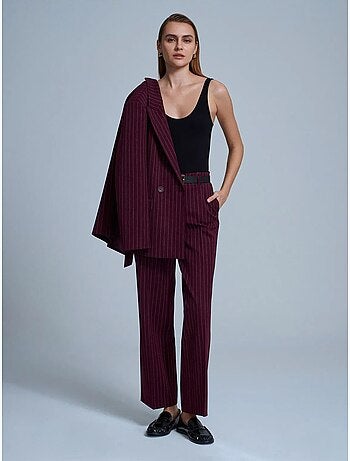 Pantaloni sartoriali a righe da donna a gamba dritta dilvin