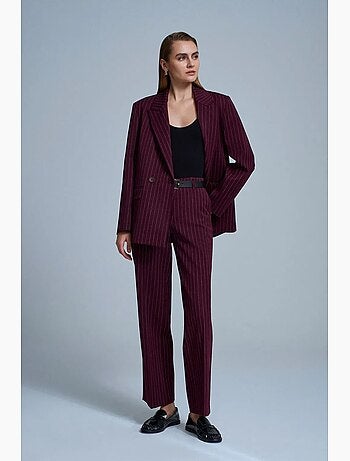 Pantaloni sartoriali a righe da donna a gamba dritta dilvin