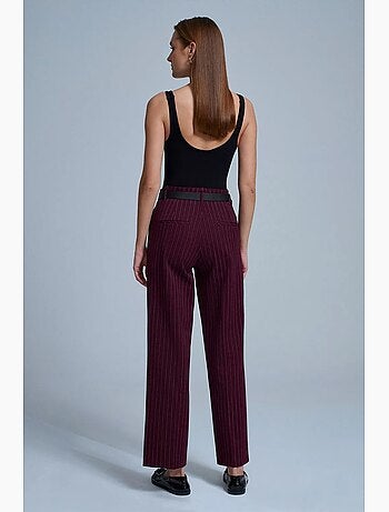 Pantaloni sartoriali a righe da donna a gamba dritta dilvin