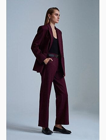 Pantaloni sartoriali a righe da donna a gamba dritta dilvin