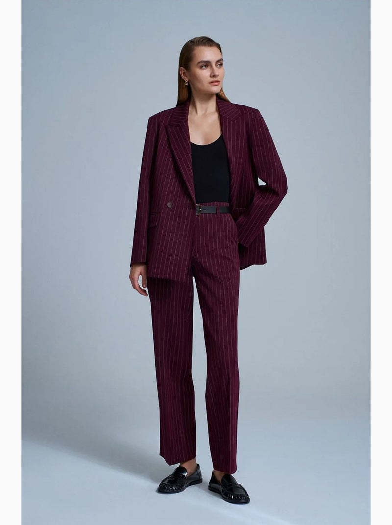 Pantaloni sartoriali a righe da donna a gamba dritta dilvin Rosso bordeaux - Kiabi