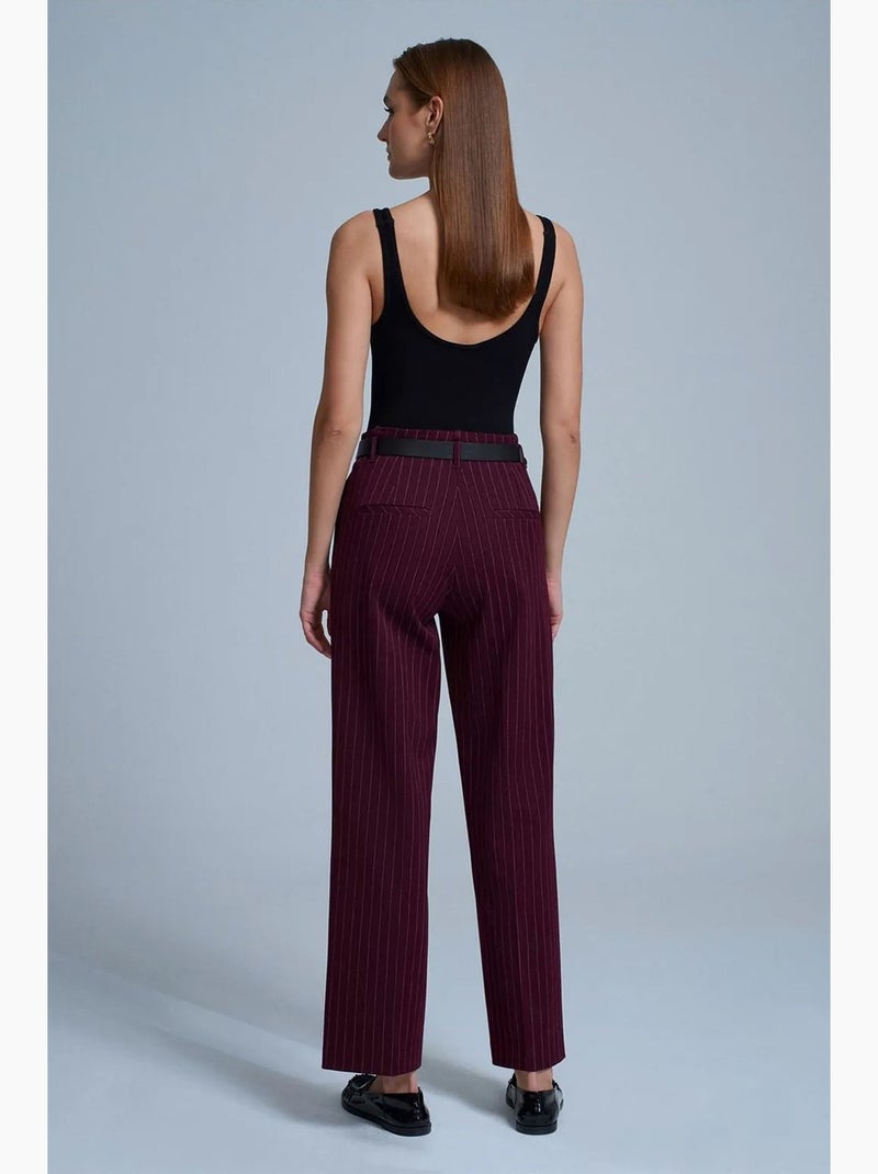 Pantaloni sartoriali a righe da donna a gamba dritta dilvin Rosso bordeaux - Kiabi
