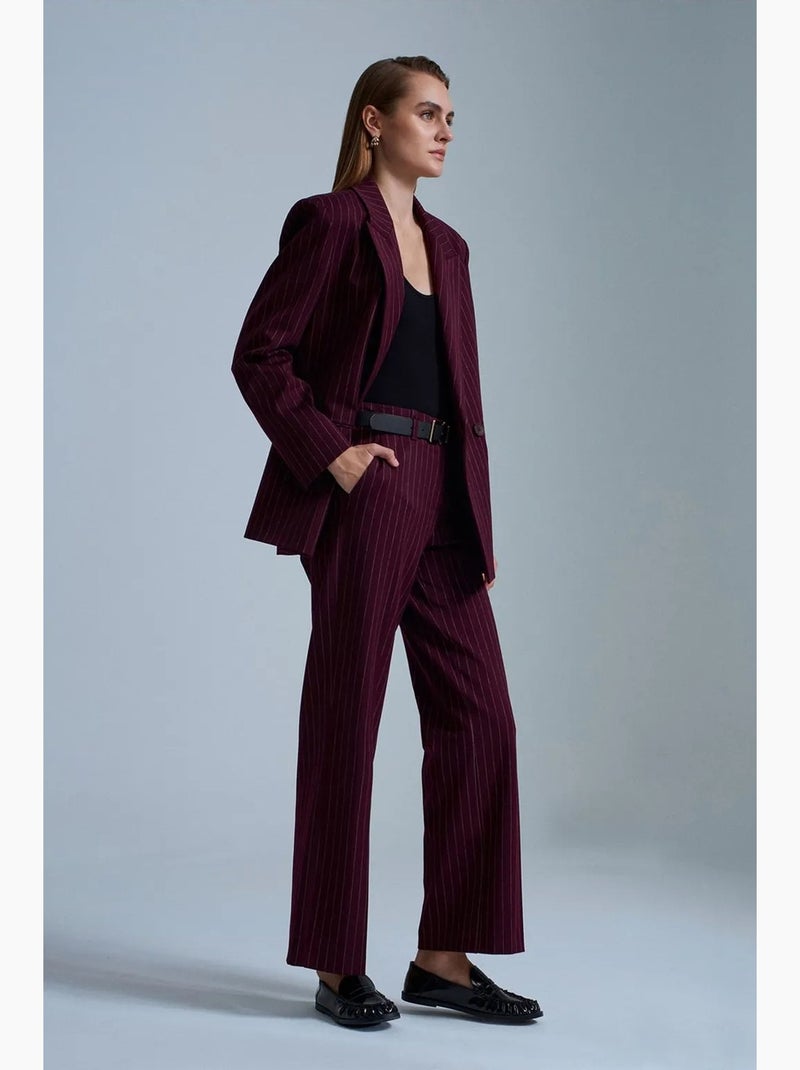 Pantaloni sartoriali a righe da donna a gamba dritta dilvin Rosso bordeaux - Kiabi