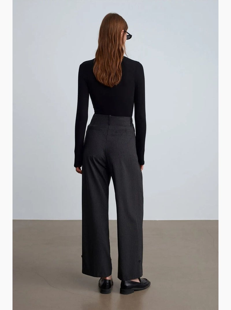 Pantaloni sartoriali a vita alta con pieghe dilvin Grigio scuro - Kiabi