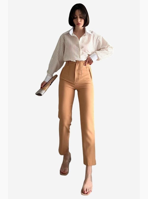 Pantaloni sartoriali a vita alta con pieghe my fashion - Kiabi Pantaloni sartoriali a vita alta con pieghe my fashion - Kiabi