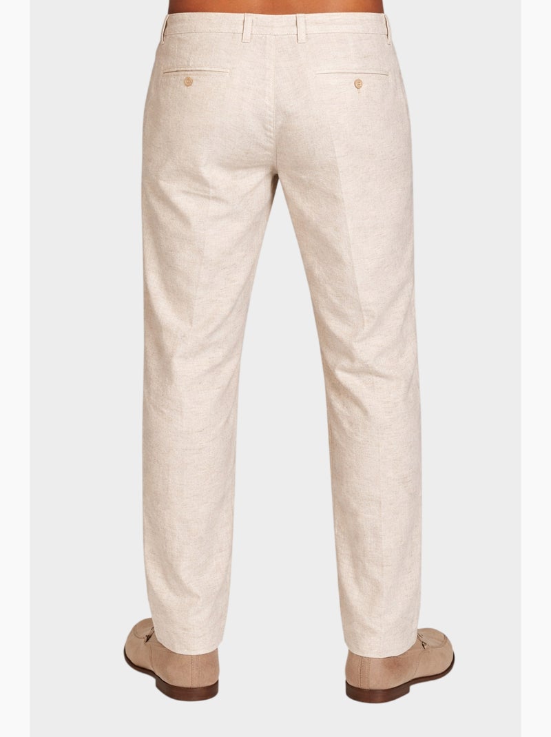 Pantaloni semplici in cotone, lino e poliestere Beige - Kiabi