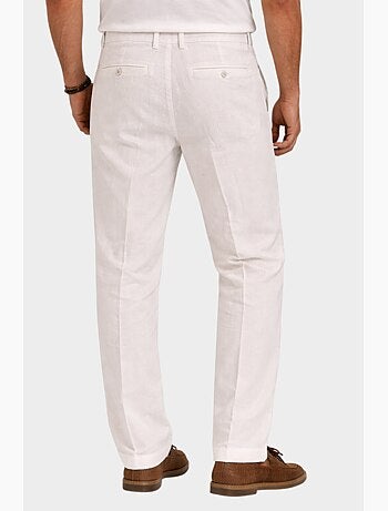 Pantaloni semplici in cotone, lino e poliestere