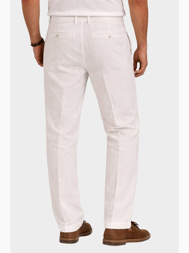 Pantaloni semplici in cotone, lino e poliestere Bianco - Kiabi